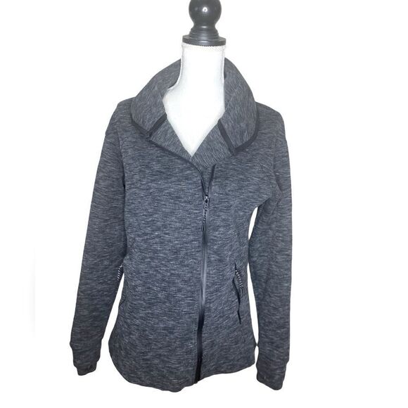 Champion C9 Wm’s Size Med Dark Heather Grey Full Zip Cowl Neck Sweatshirt - Picture 2 of 3